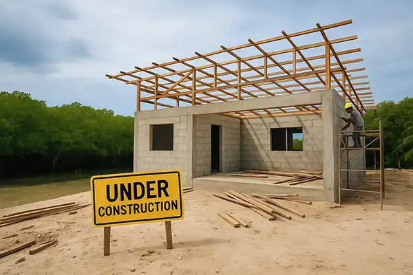 New guesthouse room under construction surrounded by mangrove forest at Olango Island, Cebu