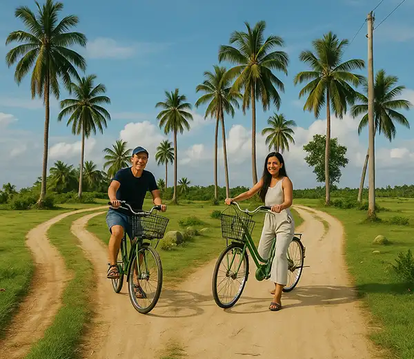 Biking Along a Tropical Palm Tree Trail